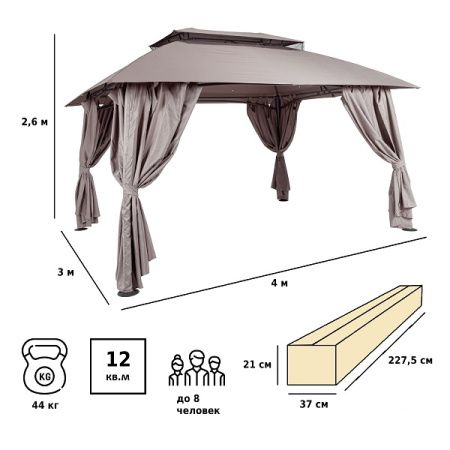 Шатер-беседка Green Glade 1068 3х4х2,6 м полиэстер