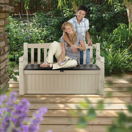 Скамья-сундук садовая Keter Eden Garden Bench 265л бежевый+коричневый 