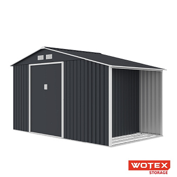 Сарай WOTEX Storage-08-3, темно-серый с белым, 342х195х203 см