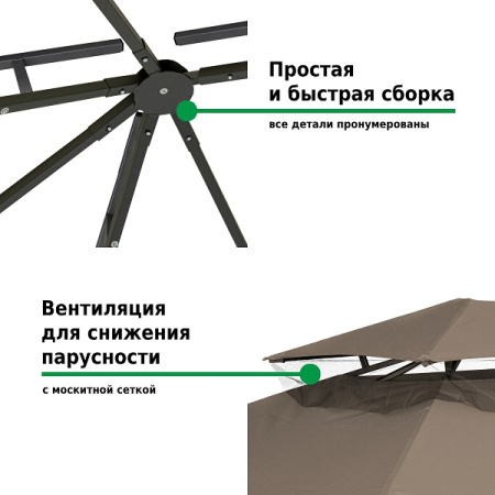 Тент садовый Green Glade 1151 3х6х2,65 м полиэстер (2 коробки)