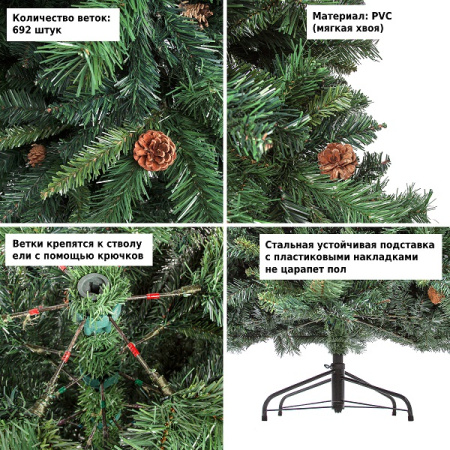 Елка искусственная Royal Christmas Detroit Premium PVC 180см