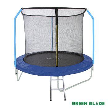 Батут уличный Green Glade с сеткой и лестницей 8-футовый 3 ножки 3 стойки