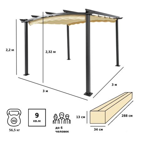Тент садовый Green Glade 1152 3х3х2,32 м полиэстер