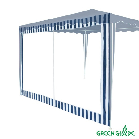 Стенка для садового тента Green Glade 1,95х2,95м полиэстер с москитной сеткой синяя