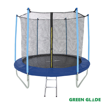 Батут уличный Green Glade с сеткой и лестницей 10-футовый 3 ножки 6 стоек без верх.кольца