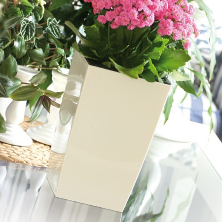 Кашпо для цветов Prosperplast Coubi Square High 30+19л, кремовый