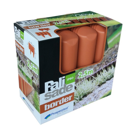 Ограждение для клумб Prosperplast Palisada 13см/2,5м, терракот