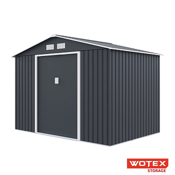 Сарай WOTEX Storage-04-3, тёмно-серый с белым, 277х195х203 см
