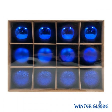 Набор ёлочных шаров Winter Glade, пластик, 6 см, 12 шт, синий микс