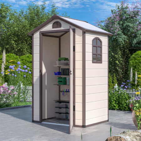 Сарай WOTEX Storage-01-1, бежевый с коричневым, 134*104*204 см