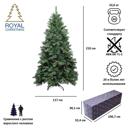 Елка искусственная Royal Christmas Detroit Premium PVC 210см