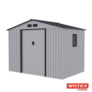Сарай WOTEX Storage-06-2, светло-серый с черным, 277х195х213 см