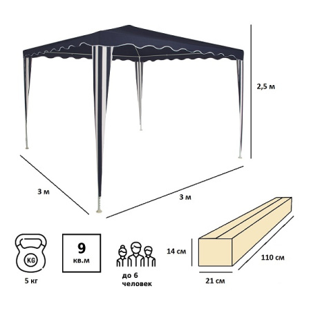 Тент садовый Green Glade 1032 3х3х2,5м полиэстер