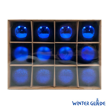 Набор ёлочных шаров Winter Glade, пластик, 6 см, 12 шт, синий микс