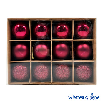 Набор ёлочных шаров Winter Glade, пластик, 6 см, 12 шт, красный микс